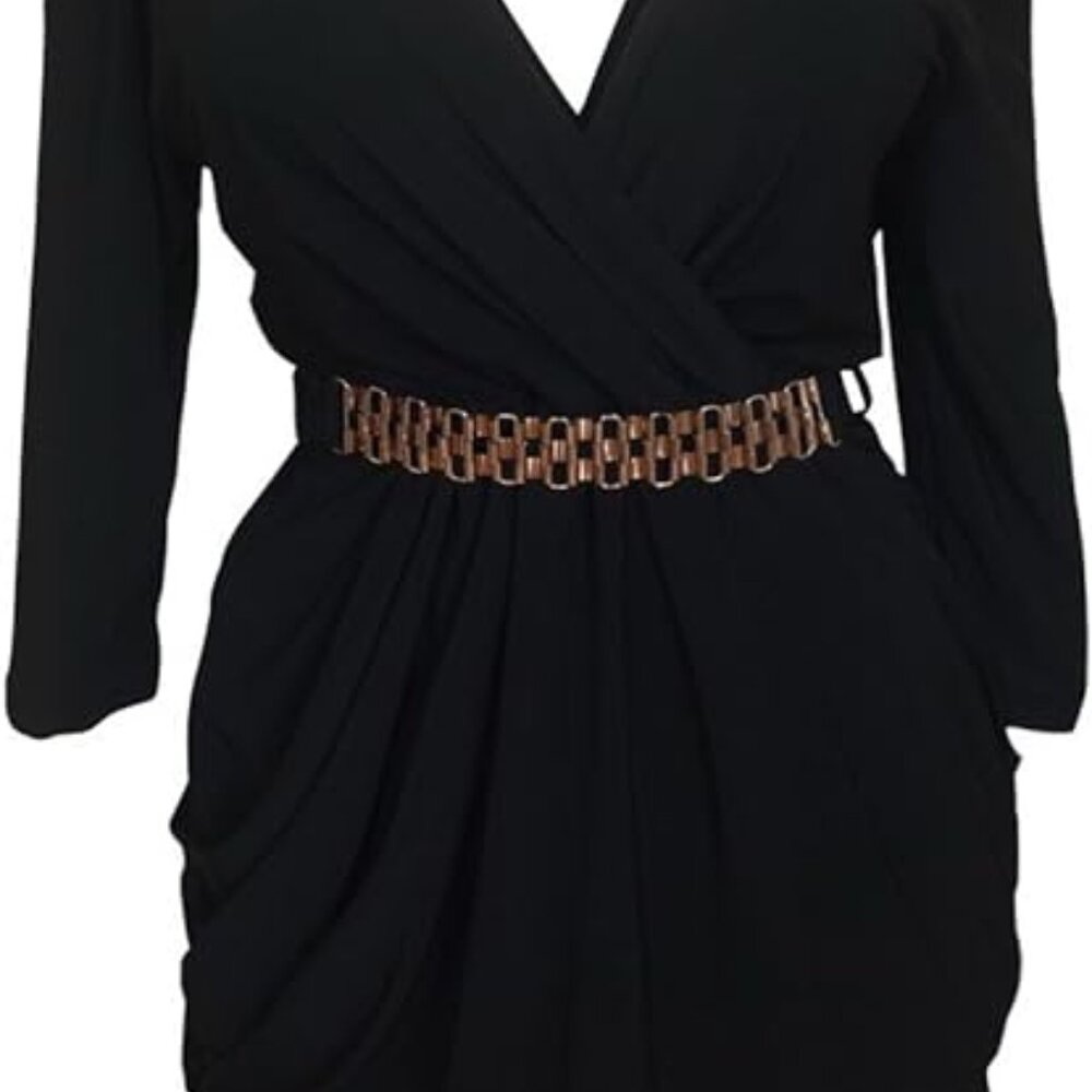 Plus Size Deep V-Neck Wrap Bodice Dress